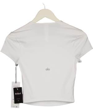 ALO White Softsculpt Precision Short Sleeve Top UK S