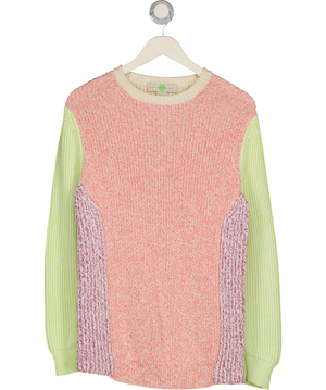 STELLA MCCARTNEY Multicoloured Cotton Knit Space Dye Colour Block Jumper UK 8