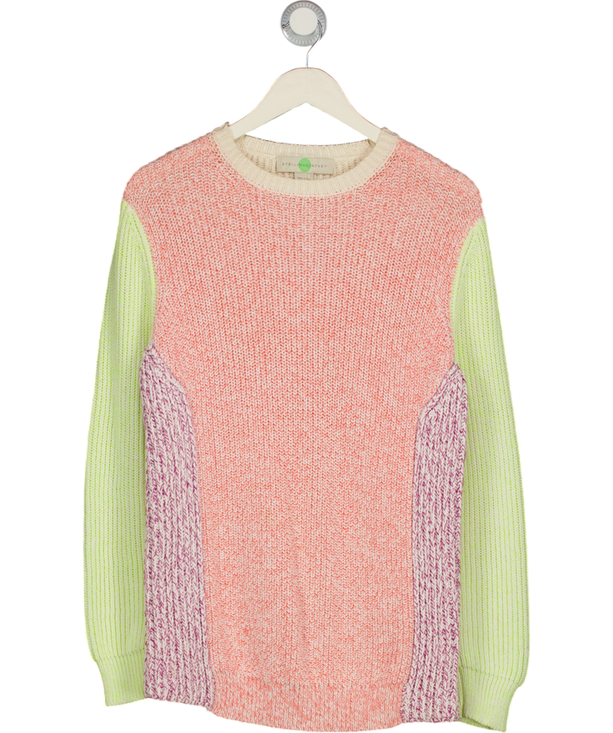 STELLA MCCARTNEY Multicoloured Cotton Knit Space Dye Colour Block Jumper UK 8
