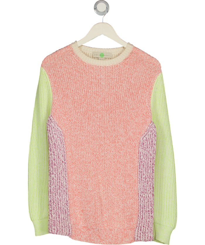 STELLA MCCARTNEY Multicoloured Cotton Knit Space Dye Colour Block Jumper UK 8