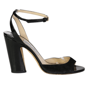 Jimmy Choo Black Miranda 100 Patent Leather And Suede Sandals UK 6 EU 39