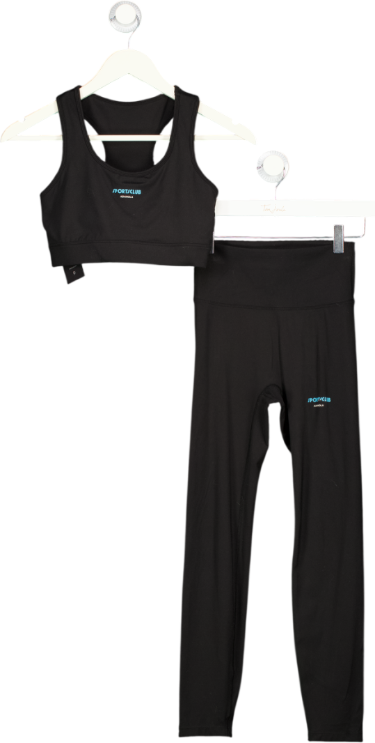 ADANOLA 2-piece Black Sports Club Active Leggings & Bra Top UK S