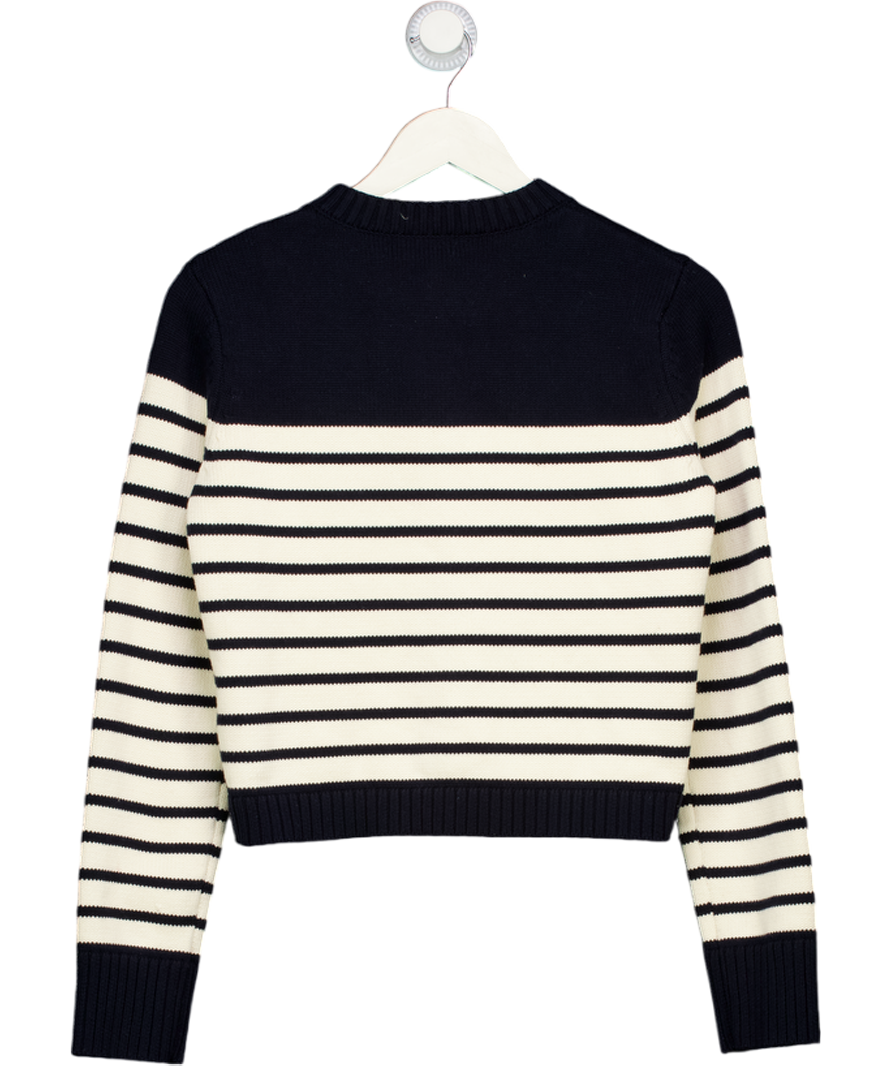 Karen Millen Cream Cotton Knit Nautical Boxy Stripe Jacket UK S