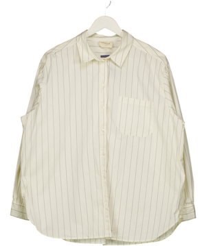 Sezane Ivory White Pinstripe 100% Cotton Shirt Fr44 UK 16