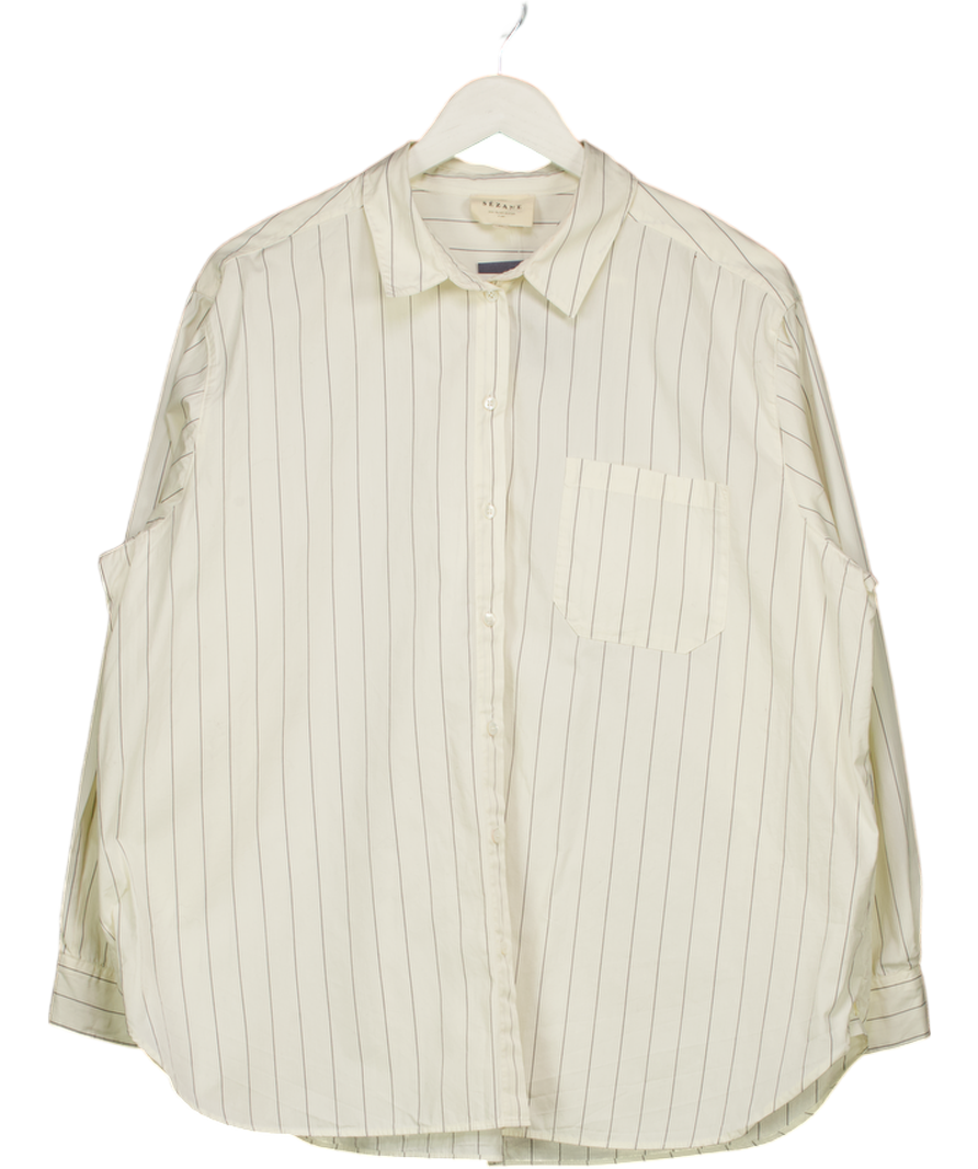 Sezane Ivory White Pinstripe 100% Cotton Shirt Fr44 UK 16