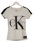 Calvin Klein White CK Logo Fitted T-shirt UK M