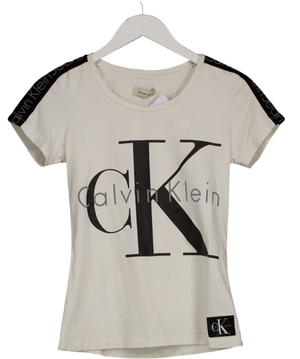 Calvin Klein White CK Logo Fitted T-shirt UK M