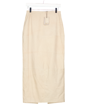 RIVER ISLAND Cream Real Suede Seam Detail Maxi Skirt UK 8