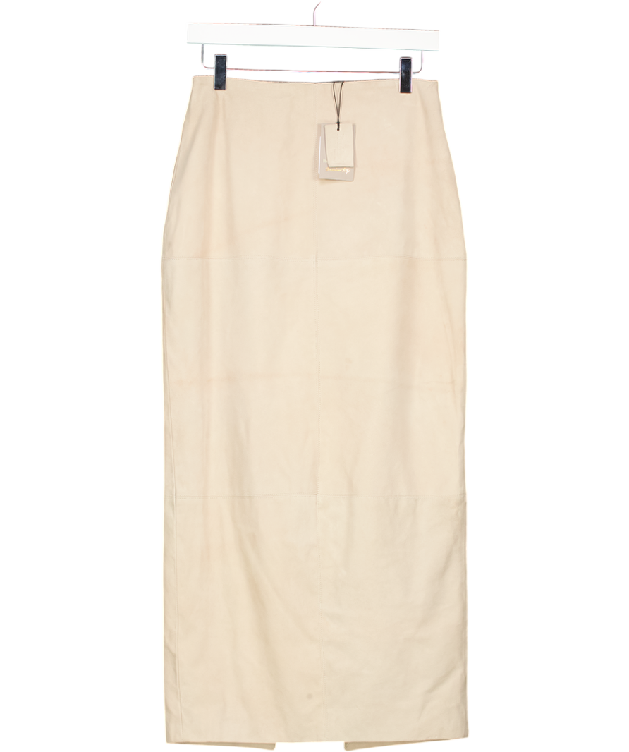 RIVER ISLAND Cream Real Suede Seam Detail Maxi Skirt UK 8