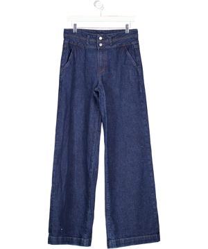 PAIGE Dark Blue Harper Wide-leg Jeans W28