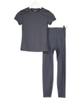ADANOLA 2-piece Dark Grey Short Sleeve Top (uk S ) & Leggings (uk Xs) Active Set UK XS/S