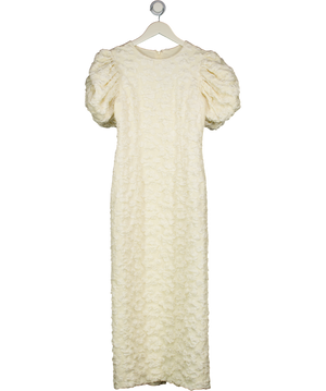 ROTATE BIRGER CHRISTENSEN Cream Puff Sleeve Floral Jacquard Midi Dress UK 8