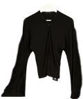 Rarely Alike Black V Neck Zip Up Long Sleeve Top UK S