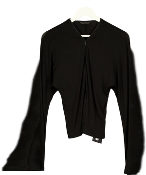 Rarely Alike Black V Neck Zip Up Long Sleeve Top UK S