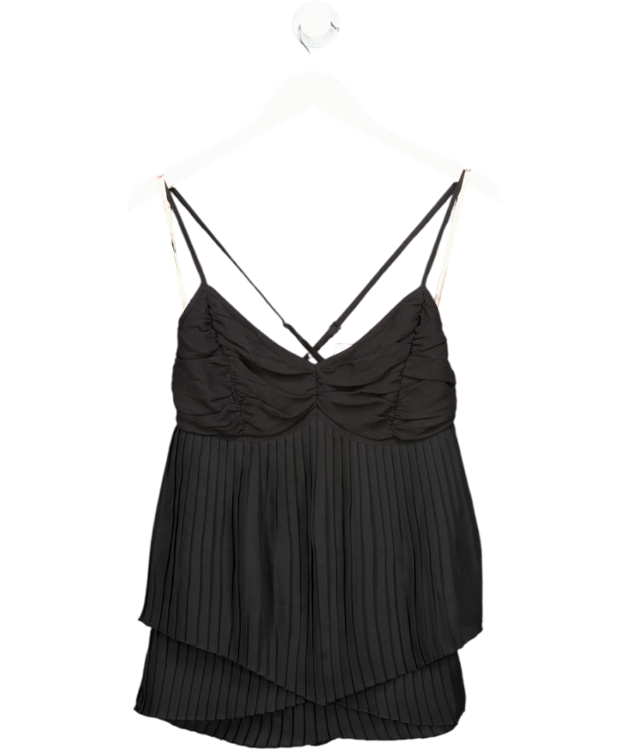 WHISTLES Black Pleated Detail Cami Top UK 14