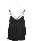 WHISTLES Black Pleated Detail Cami Top UK 14