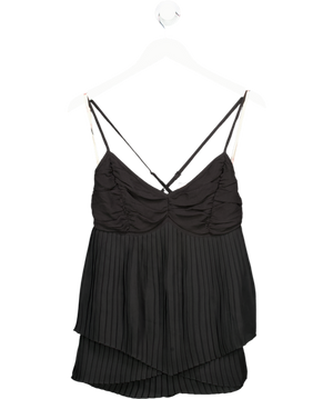 WHISTLES Black Pleated Detail Cami Top UK 14