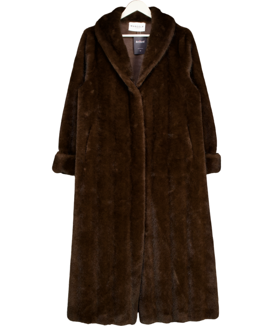MARCELA LONDON Cloe Faux Fur Coat Walnut Brown One Size