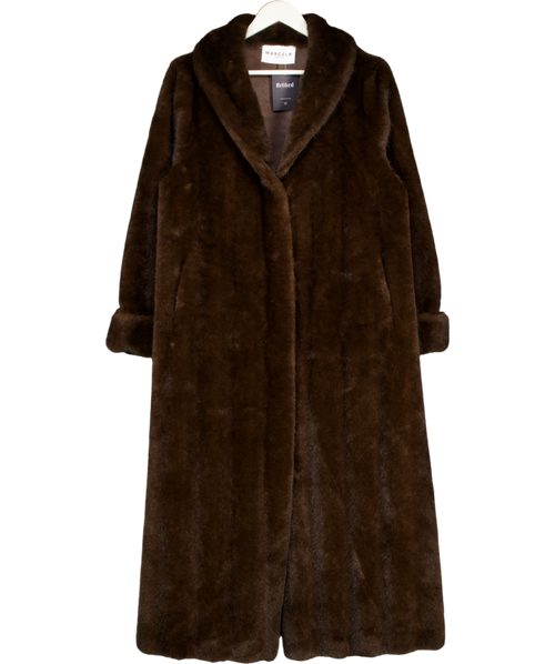 MARCELA LONDON Cloe Faux Fur Coat Walnut Brown One Size