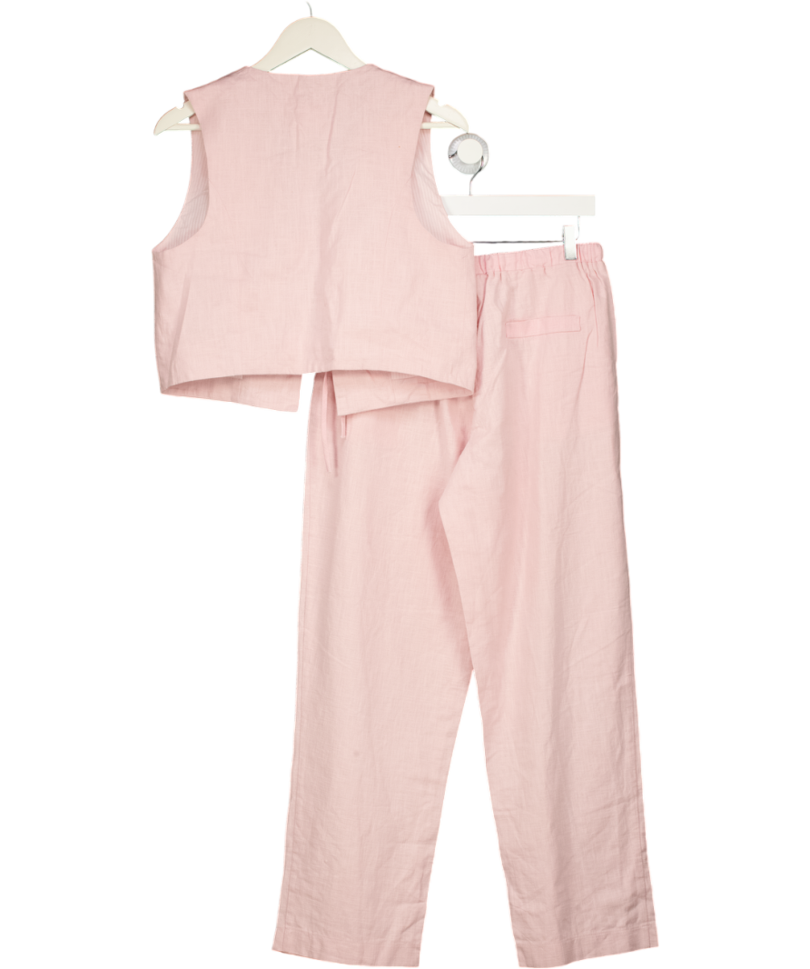 HYPHEN 2-piece Baby Pink Linen Blend Waistcoat Top & Trouser Set UK 12