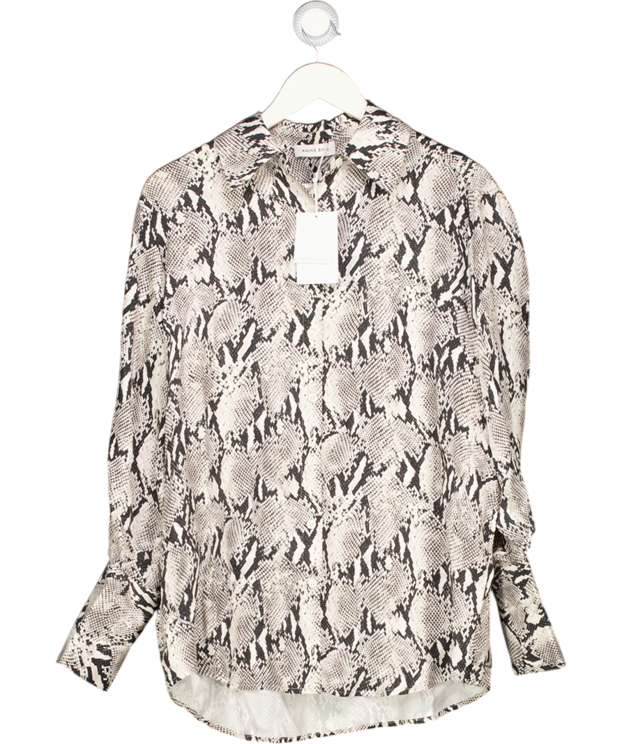 ANINE BING Beige Sandwashed Cupro Blend Bridget Shirt UK S
