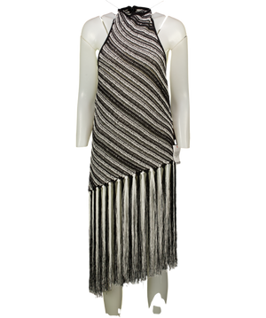 TOPSHOP Stripe Halterneck Longline Tunic In Black And White UK M