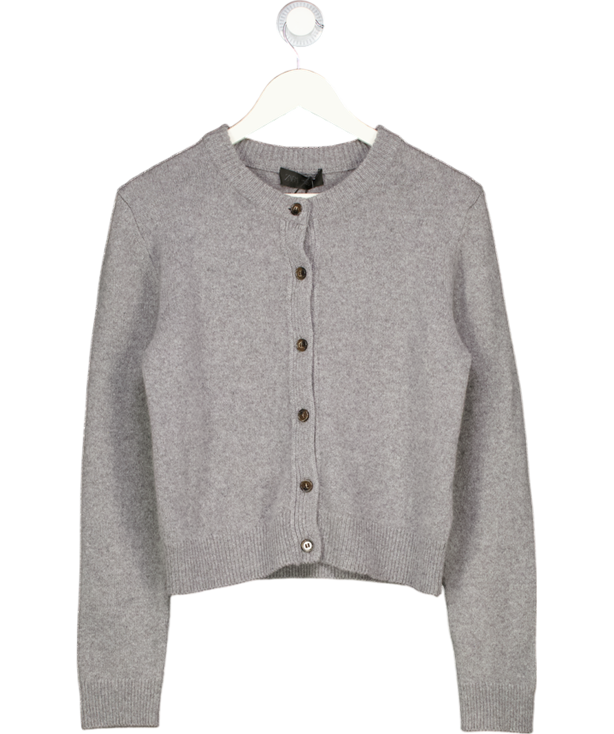 ZARA Grey Cashmere Blend Cardigan UK S