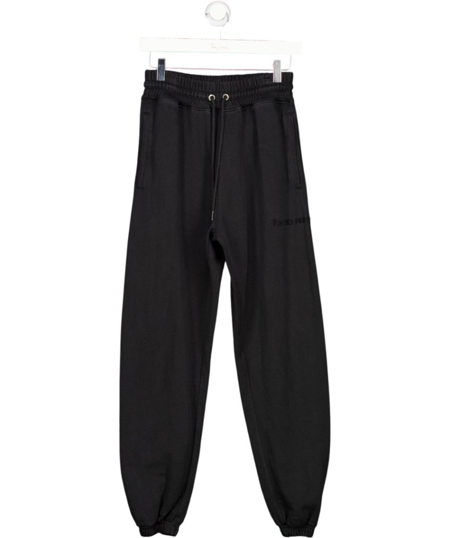 FILLING PIECES Black 100% Organic Cotton Embroidered Logo Joggers UK XS
