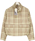M&S Cream Checked Funnel Neck Barn Jacket UK XS