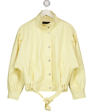 RIVER ISLAND Yellow Faux Leather Batwing Low Belt Bomber Jacket UK S