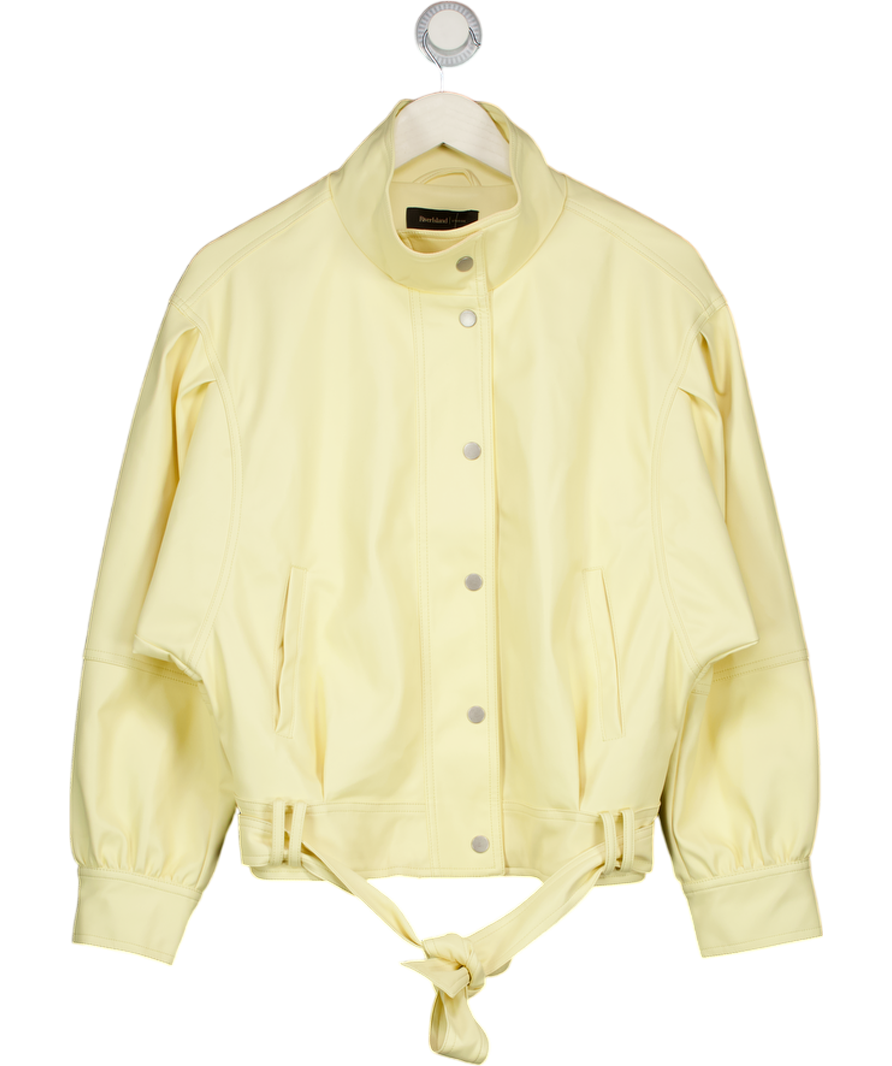 RIVER ISLAND Yellow Faux Leather Batwing Low Belt Bomber Jacket UK S