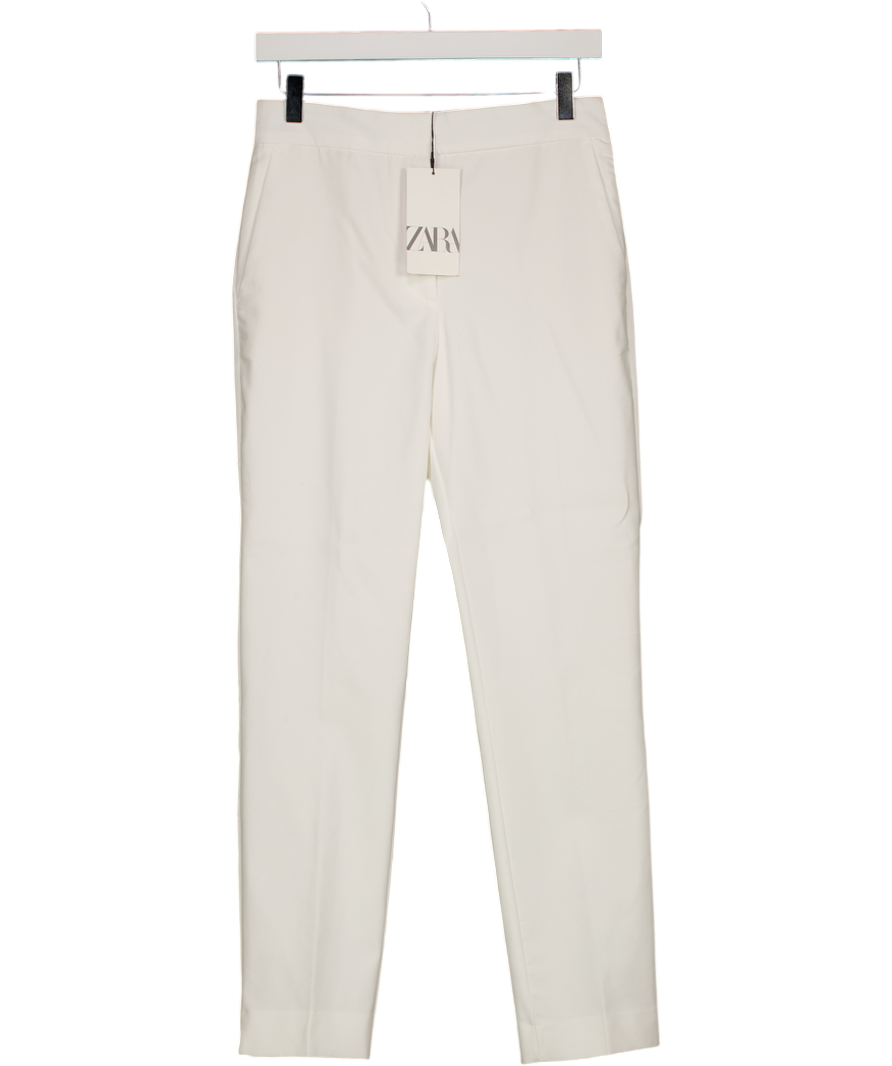 ZARA White Tailored Cigarette Trousers UK M