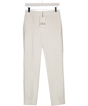 ZARA White Tailored Cigarette Trousers UK M