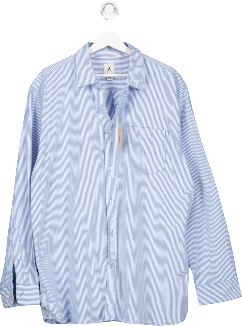 Amazon Blue Cotton Pinstripe Shirt UK XL