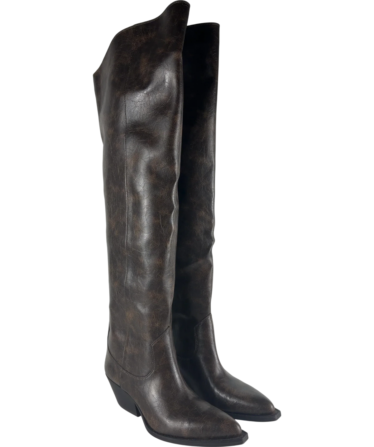 H&M Brown QC H&M Western Over-The-Knee Boots Dark Brown, size UK 5 EU 38 👠 — front