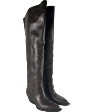 H&M  Western Over-the-knee Boots Dark Brown UK 5 EU 38