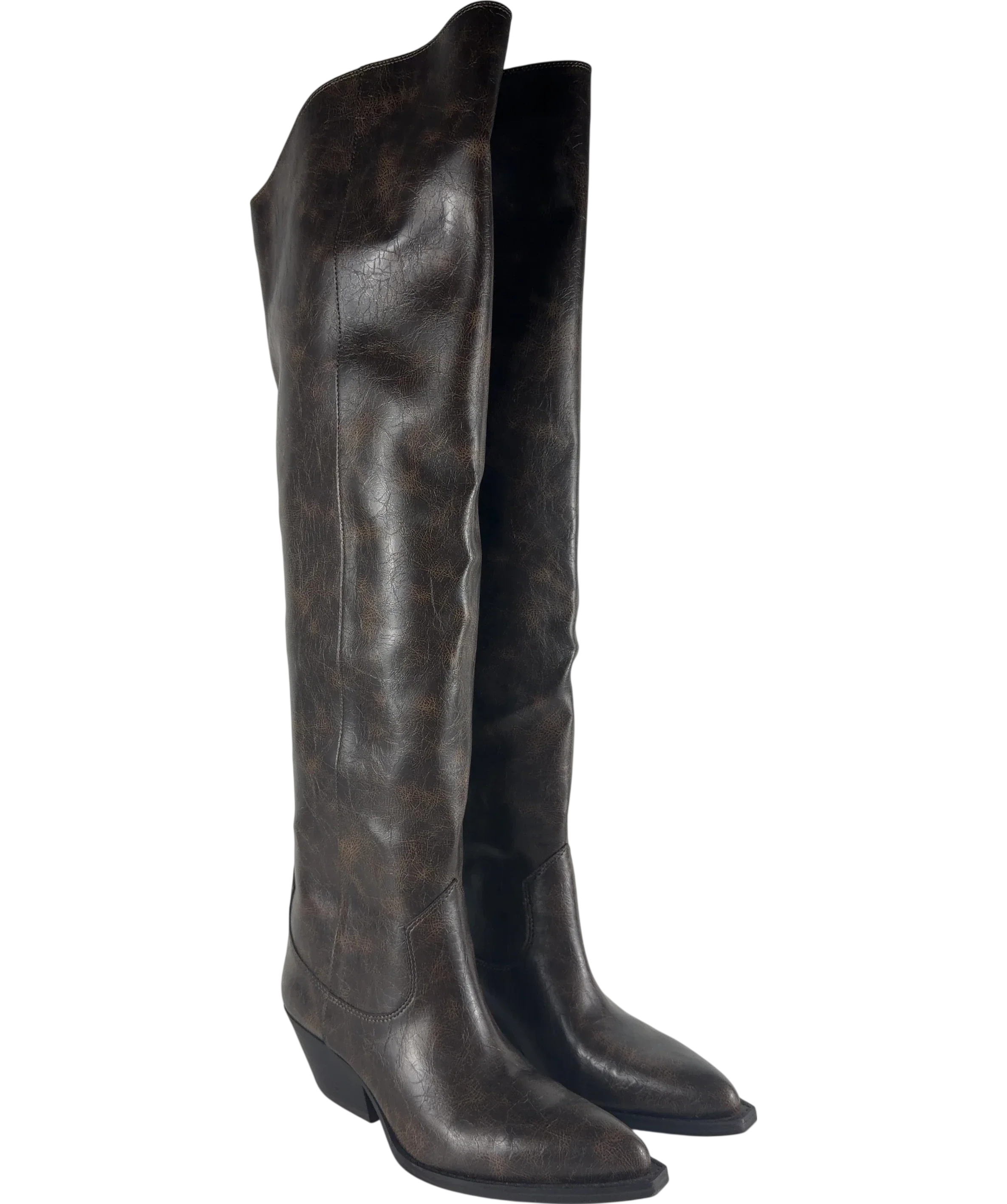 H&M Brown QC H&M Western Over-The-Knee Boots Dark Brown, size UK 5 EU 38 👠 — front