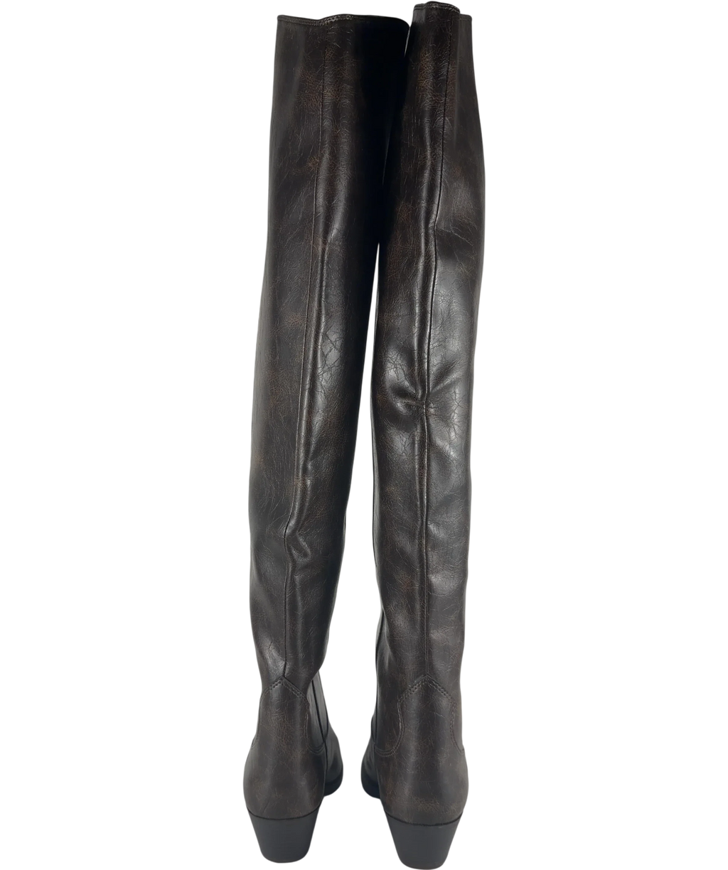 H&M Brown QC H&M Western Over-The-Knee Boots Dark Brown, size UK 5 EU 38 👠 — back