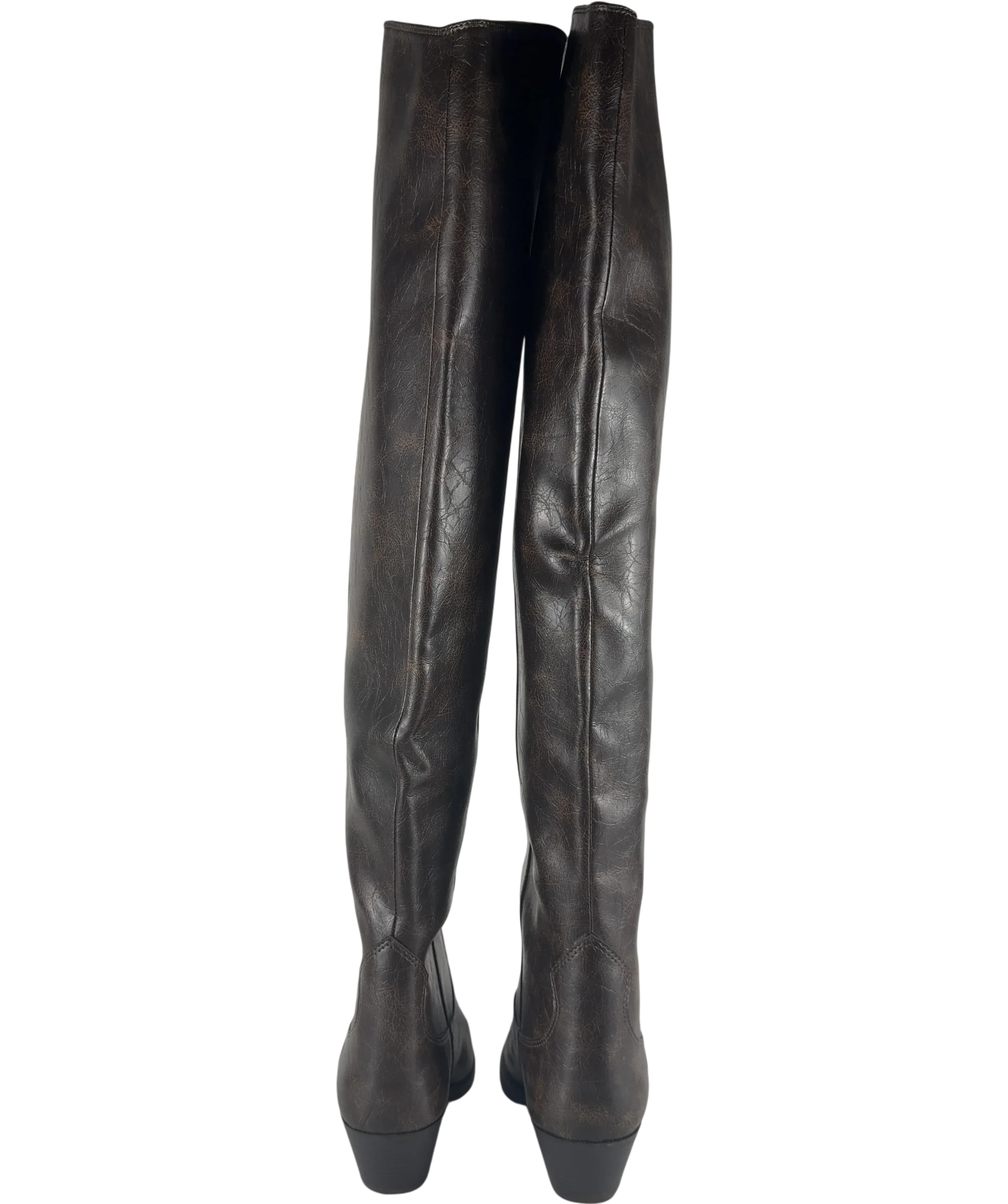 H&M Brown QC H&M Western Over-The-Knee Boots Dark Brown, size UK 5 EU 38 👠 — back