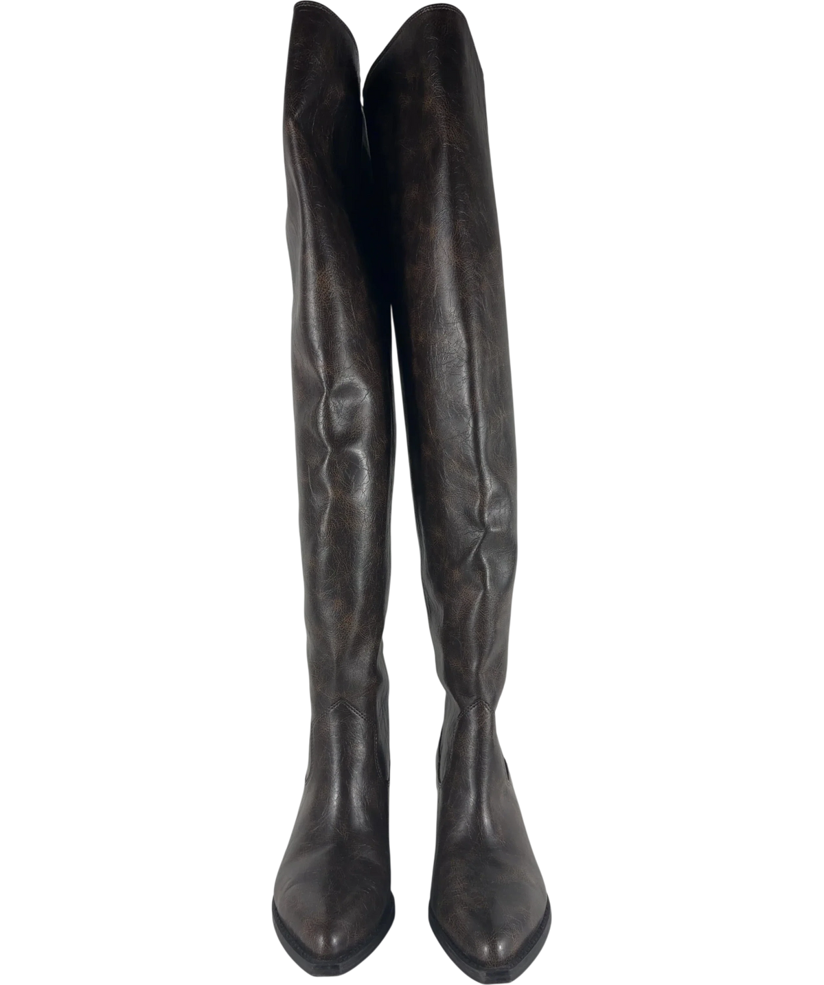 H&M  Western Over-the-knee Boots Dark Brown UK 5 EU 38 — Front (both, face on)