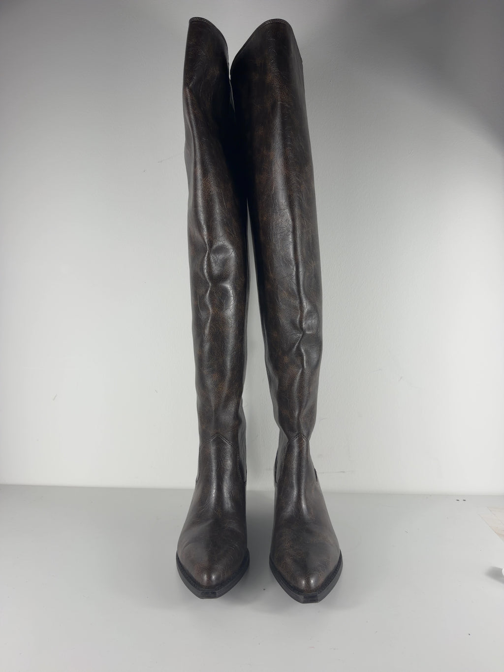 H&M Brown QC H&M Western Over-The-Knee Boots Dark Brown, size UK 5 EU 38 👠 — detail