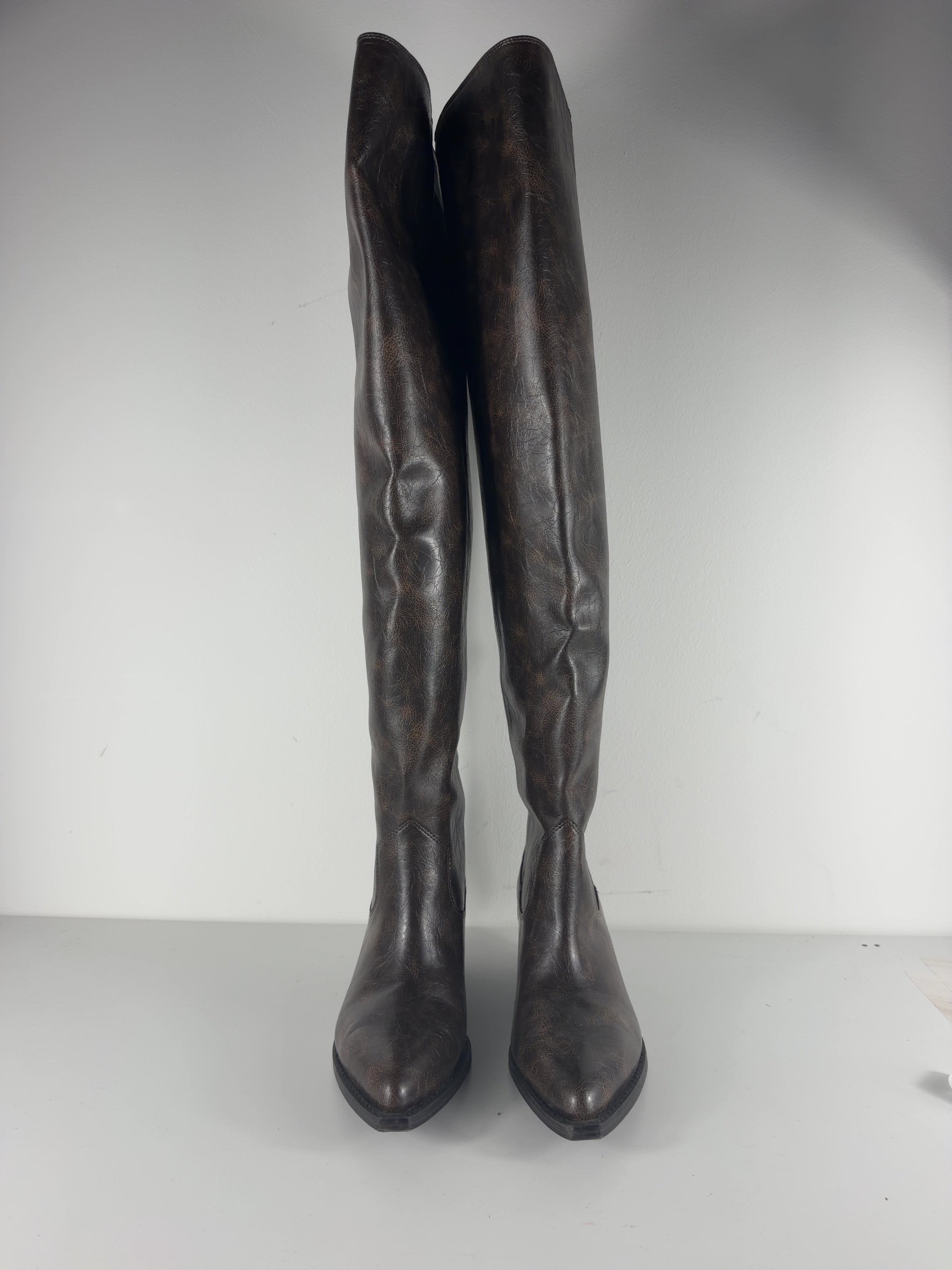 H&M Brown QC H&M Western Over-The-Knee Boots Dark Brown, size UK 5 EU 38 👠 — detail