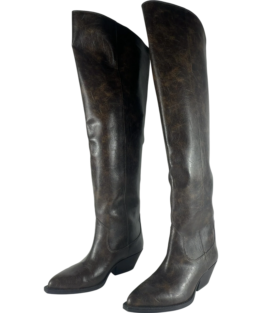 H&M  Western Over-the-knee Boots Dark Brown UK 5 EU 38 — Side (both)