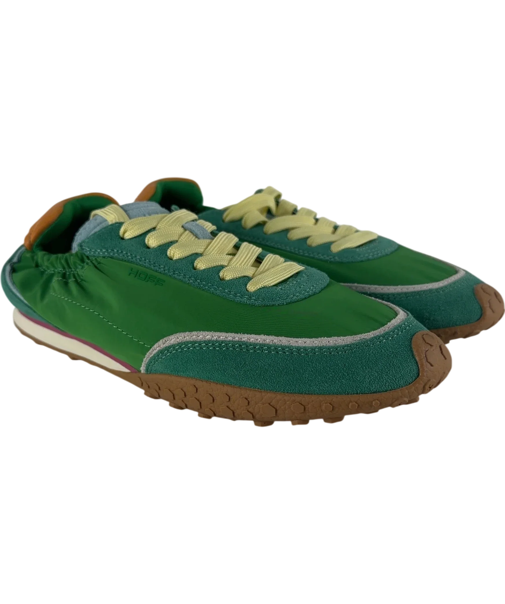 HOFF Green QC Bridge Dopamine Jade Fabric & Suede Trainers Green, size UK 5 EU 38 👠 — front