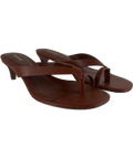 REISS Brown Mia Smooth Leather Kitten Heel Thong Sandals Brown, size UK 5 EU 38 👠 — front