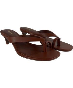 REISS Mia Smooth Leather Kitten Heel Thong Sandals Brown UK 5 EU 38