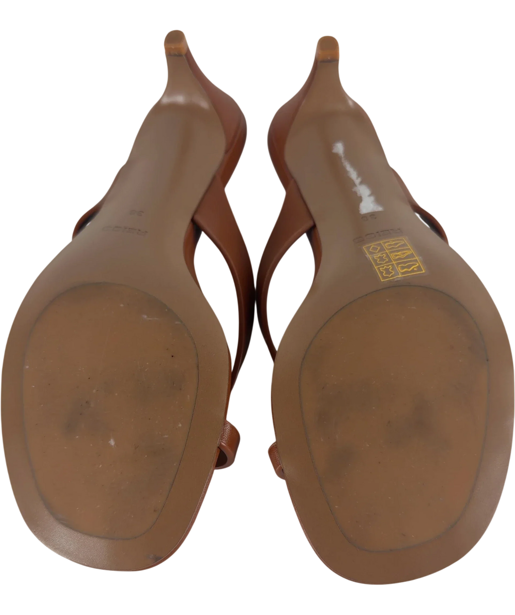REISS Mia Smooth Leather Kitten Heel Thong Sandals Brown UK 5 EU 38 — Sole