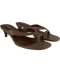 REISS Brown Mia Leather Lizard-Effect Kitten-Heel Sandals Neutral, size UK 5 EU 38 👠 — front