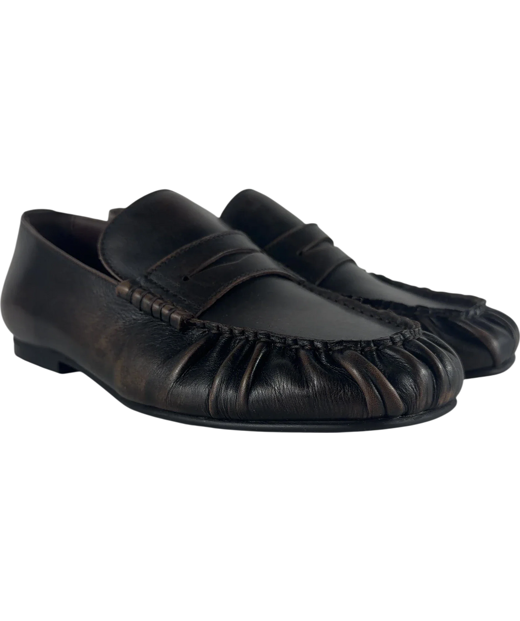 alohas Brown Aven Vintage Effect Leather Loafers Brown, size UK 5 EU 38 👠 — front