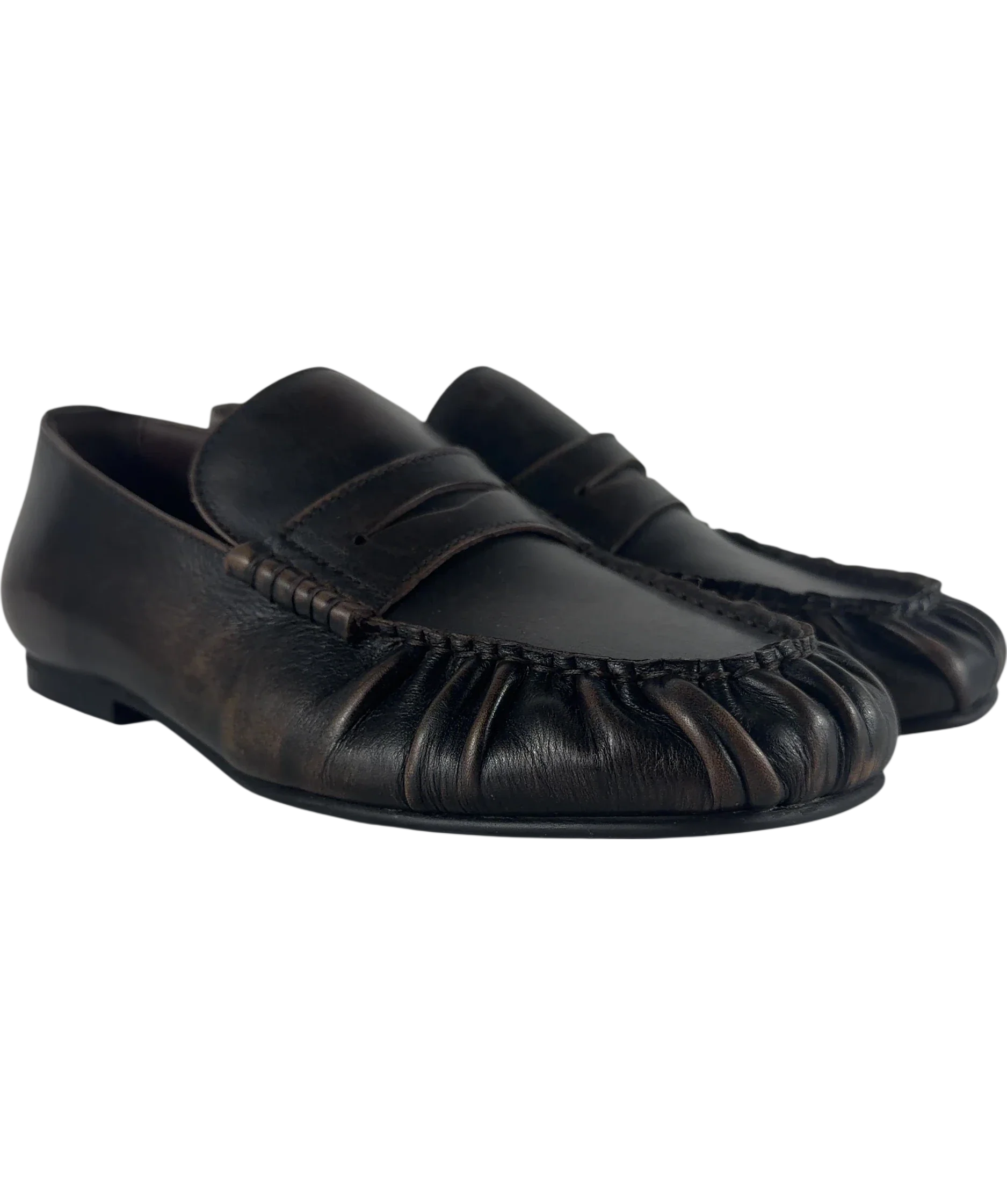 alohas Brown Aven Vintage Effect Leather Loafers Brown, size UK 5 EU 38 👠 — front